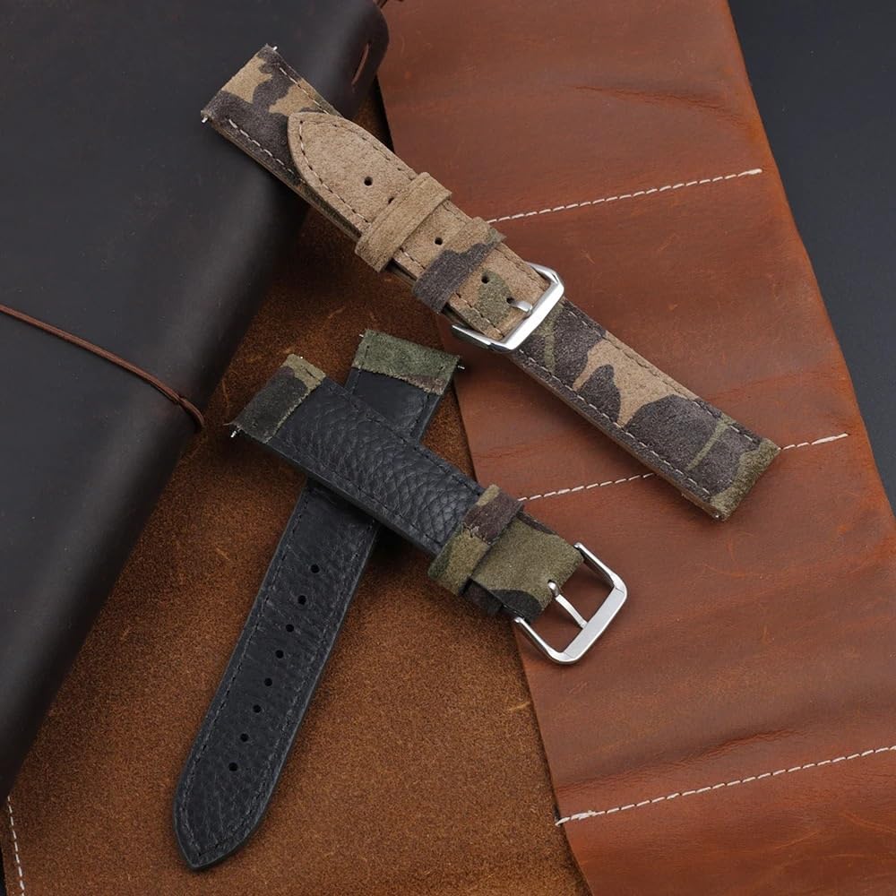 Wildleder -Leder -Uhrengurt 18 mm 20 mm 22 mm Vintage handgefertigtes Uhrenband braunes grüne Ersatzgurte für Zubehör