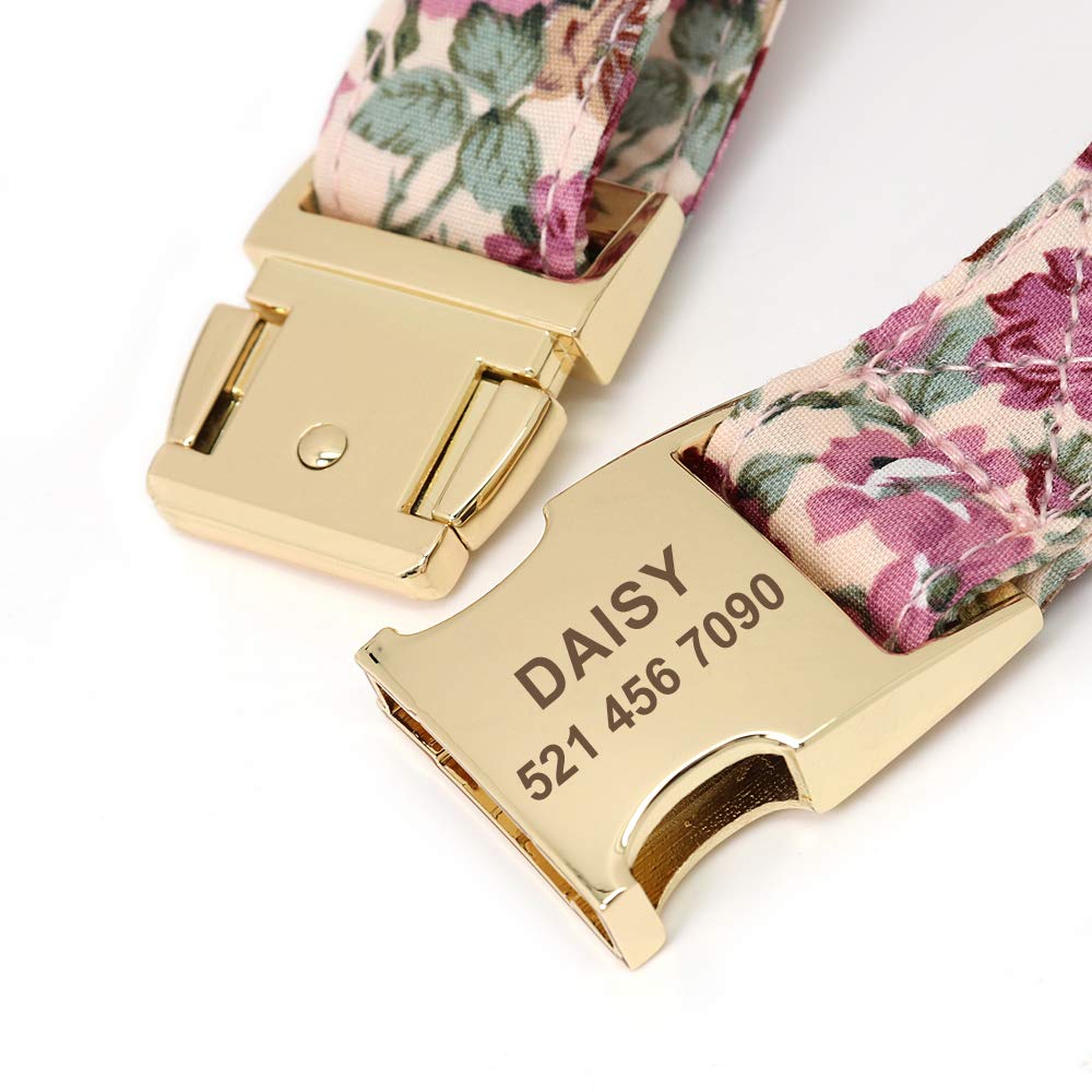 Personalisiertes Hundehalsband Mit Blumenmuster – Verstellbar, Name & Telefonnummer Gravierbar, 9 Farben