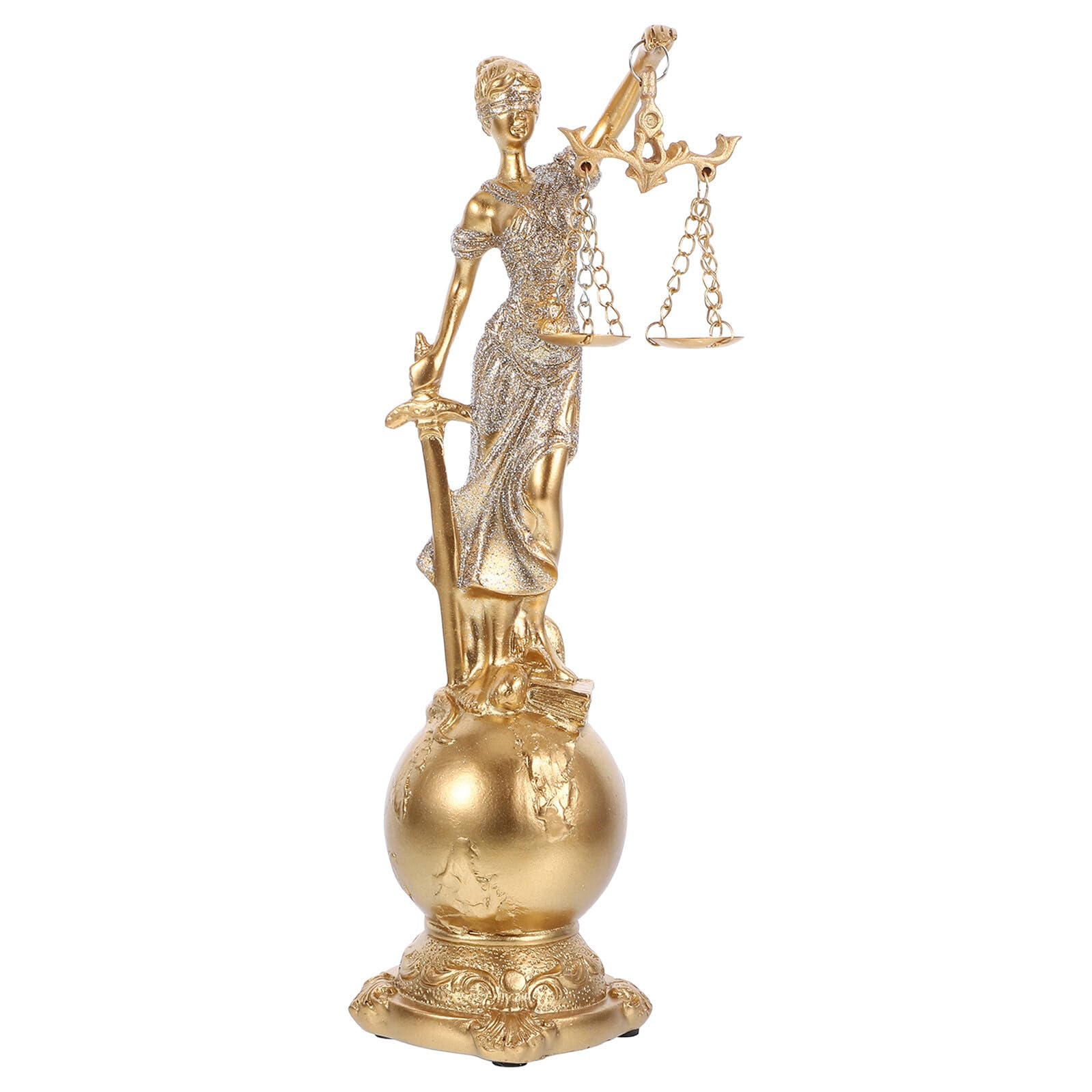 Statue de la Justice dorée en résine de haute qualité avec base stable pour étagère chic