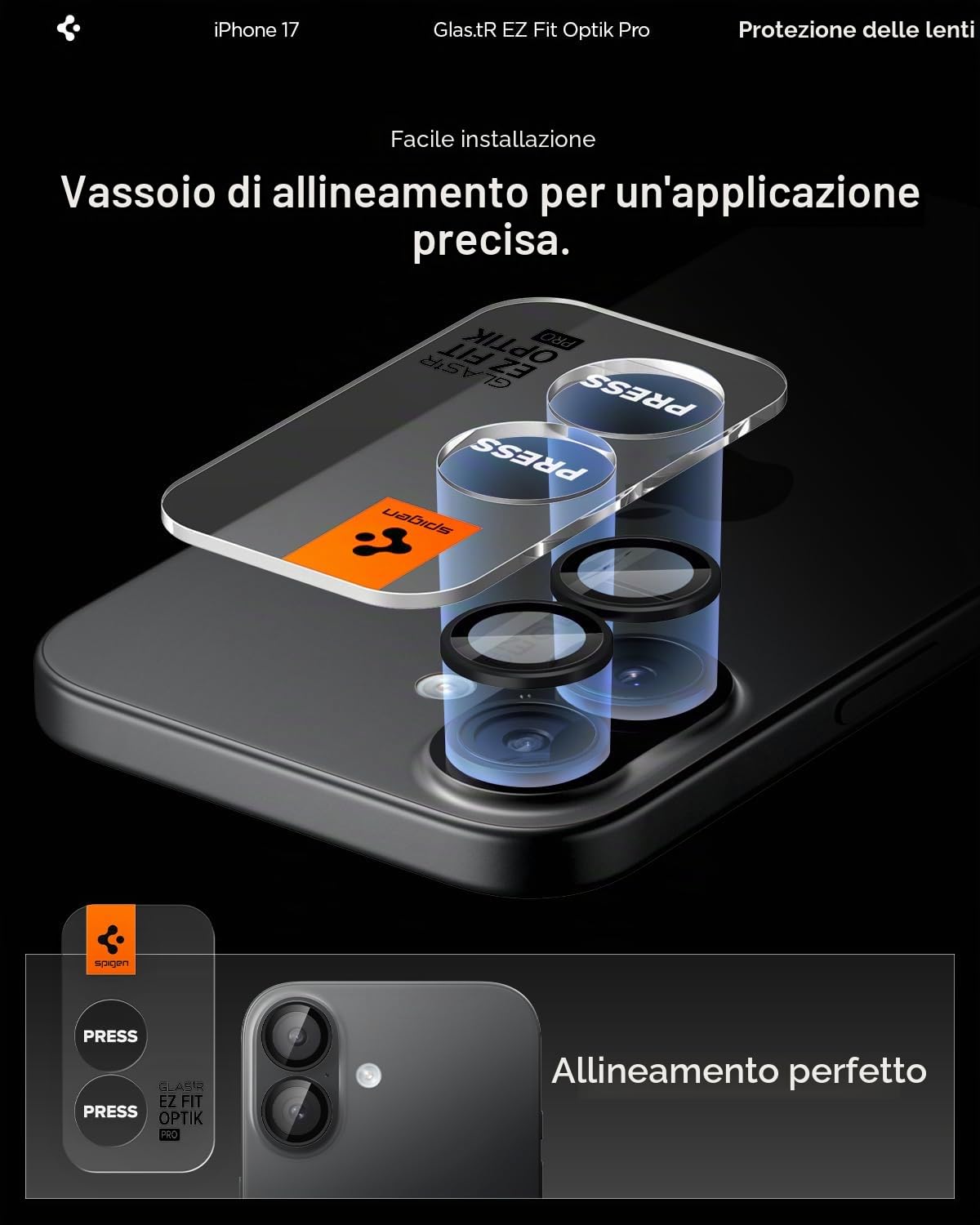 Spigen Ultra Hybrid MagFit Pack - Cover MagSafe e Vetro Temperato per Schermo/Fotocamera per iPhone 17