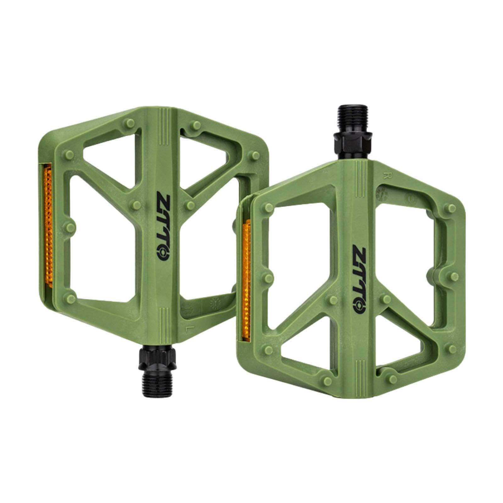 Bike Pedals with Reflectors (Set of 2) for Folding & Outdoor Bicycles - Replacement Pedal Set- Green