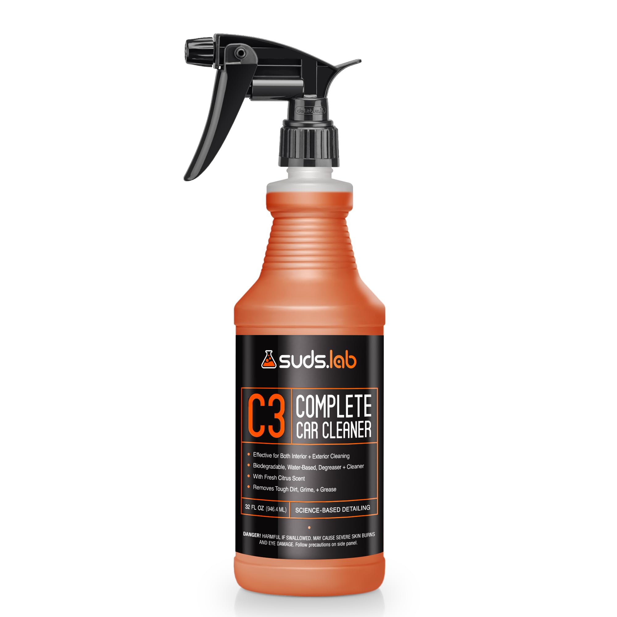 Suds Lab C3 Complete Car Cleaner, Multipurpose Car Wash Solution for Interior and Exterior Cleaning, Spray for Automotive Detailing, 32 oz