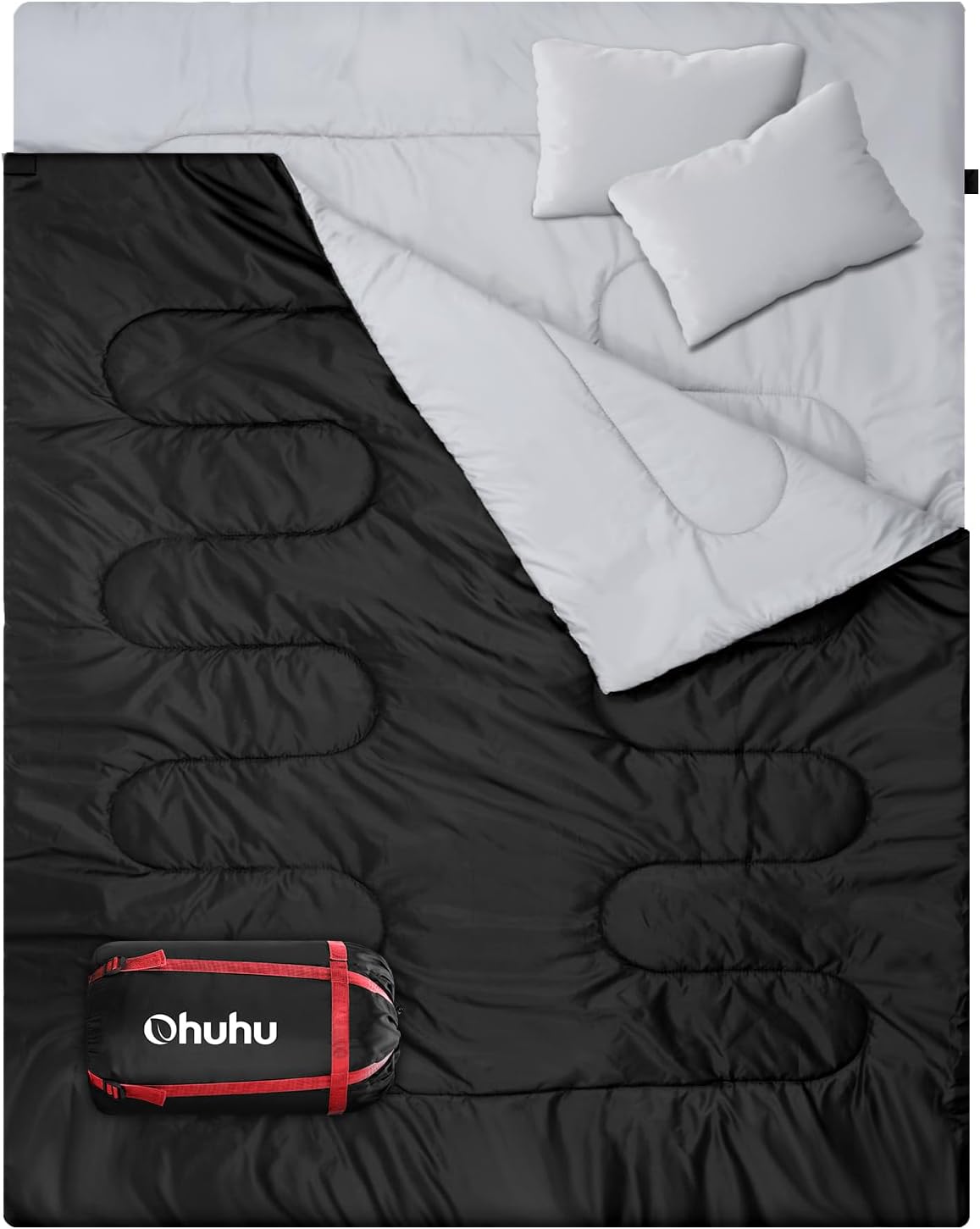 Sleeping Bag Outdoor Summer: Ohuhu Double Sleeping Bag with 2 Cushions and Carry Bag, Waterproof Lightweight 2 Person Adult Sleeping Bags for Camping, Backpacking, Hiking
