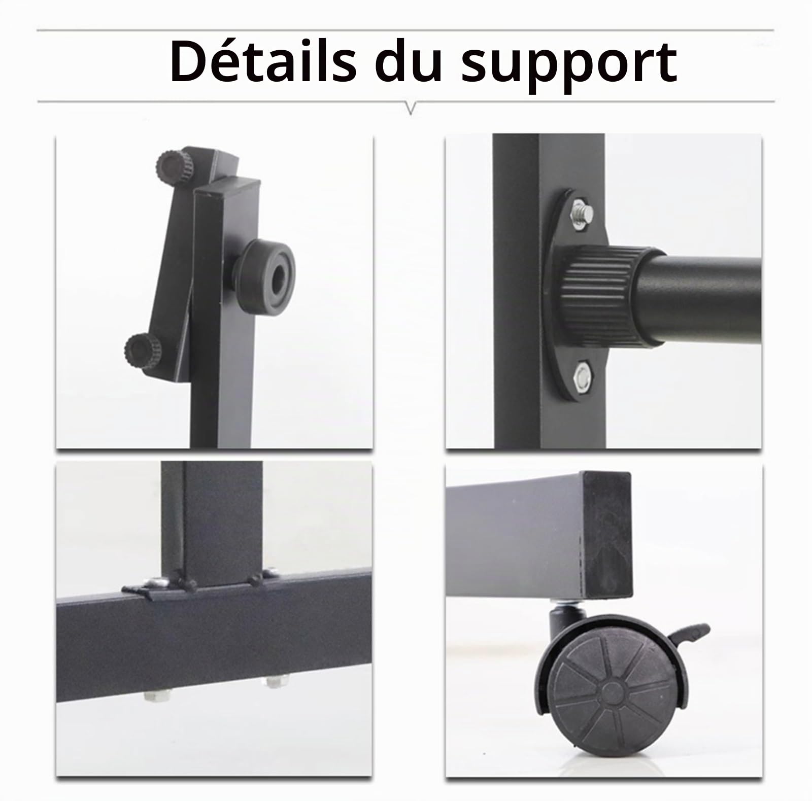 Support de Tableau effaçable à Sec Mobile Universel-Noir, chevalet en métal Portable sur Roues pour Tableau Blanc, Tableau Noir, Tableau Blanc interactif