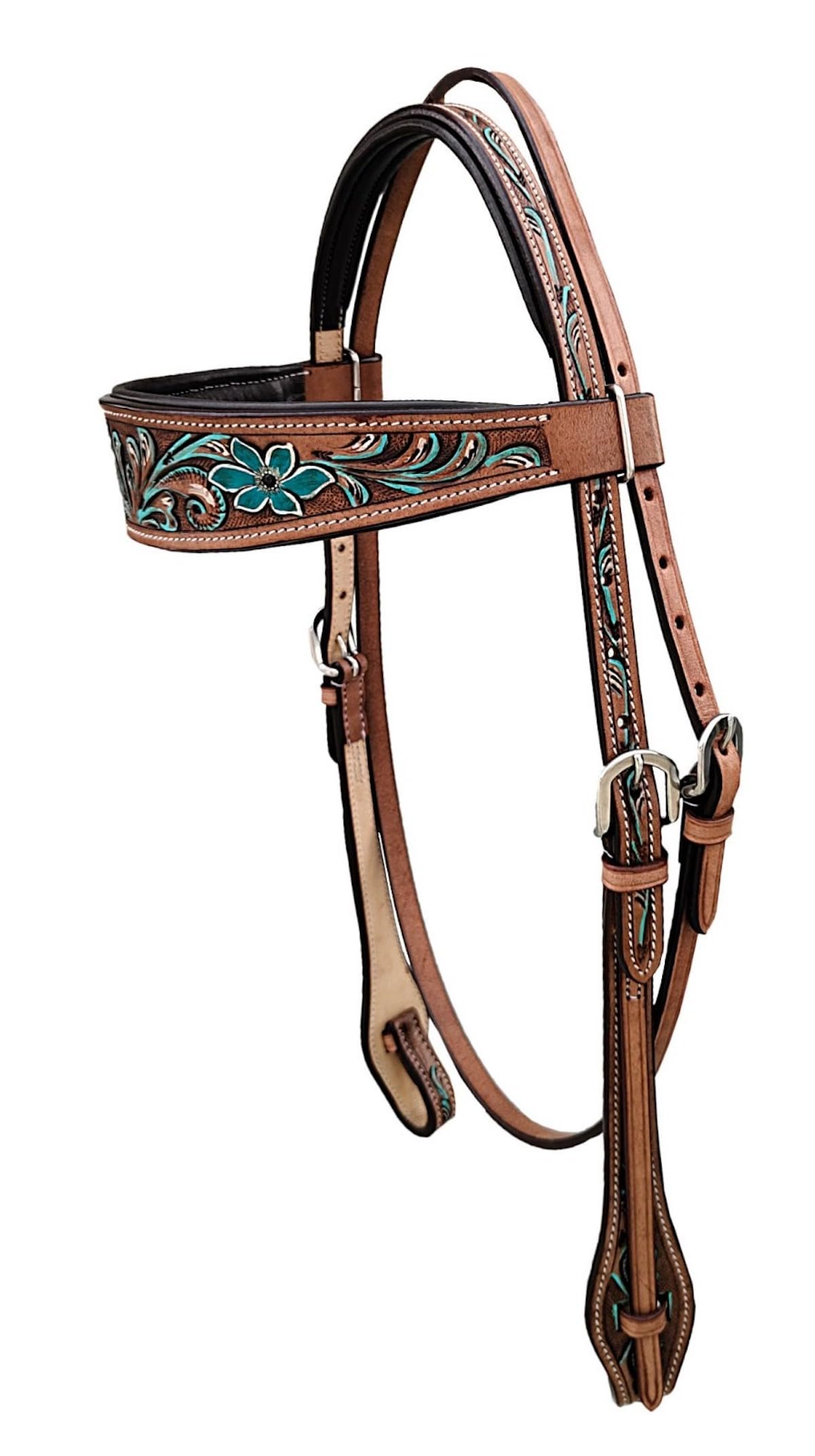Majestic Ally Juego de collar de pecho y cabeza occidental de cuero hecho a mano, tachuelas clásicas occidentales, múltiples estilos y diseños