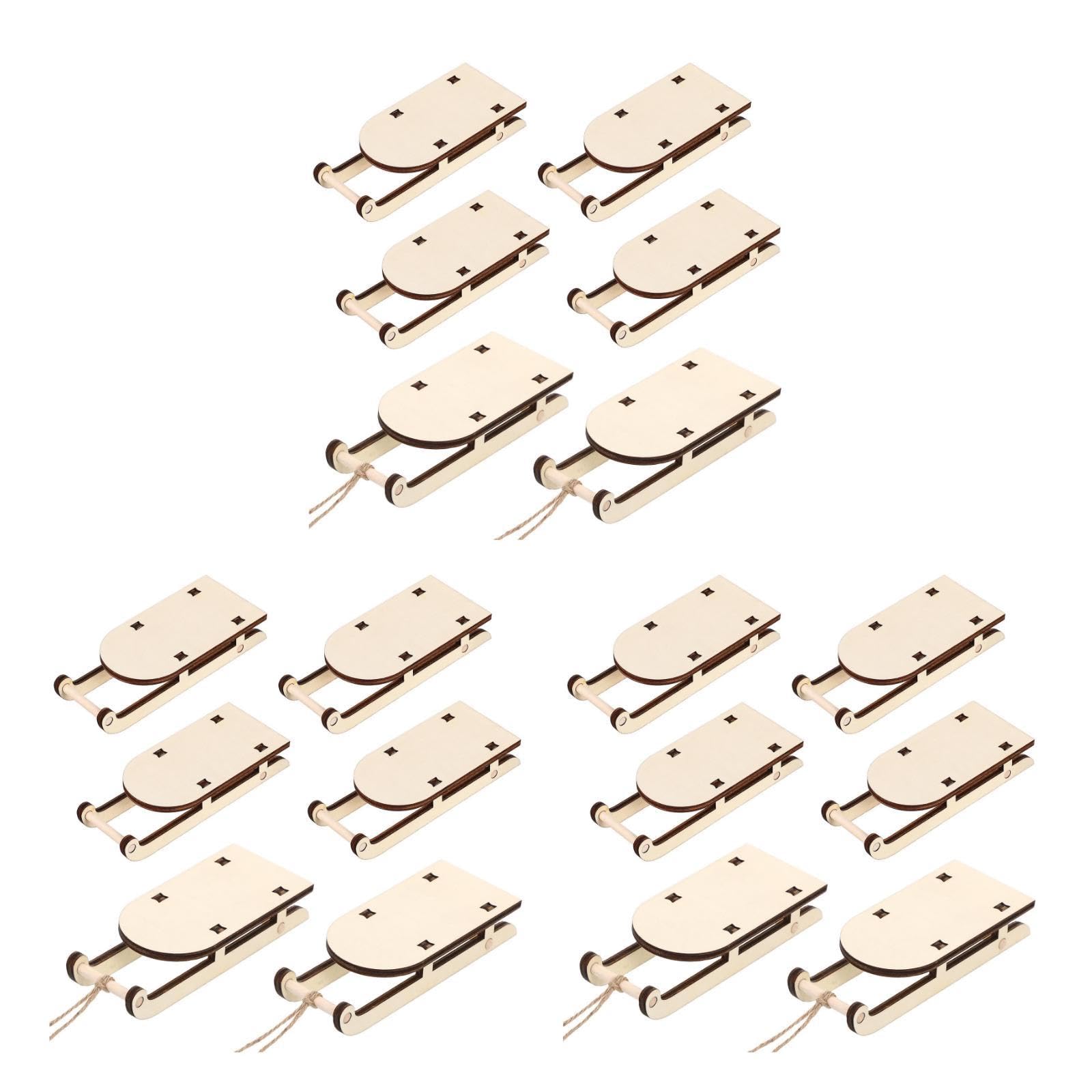 Trineo en miniatura 18 piezas de trineo de Navidad en miniatura de madera modelo mini trineo ornamento DIY manualidades mesa trineo madera trineo árbol de Navidad decoración colgante Navidad mini
