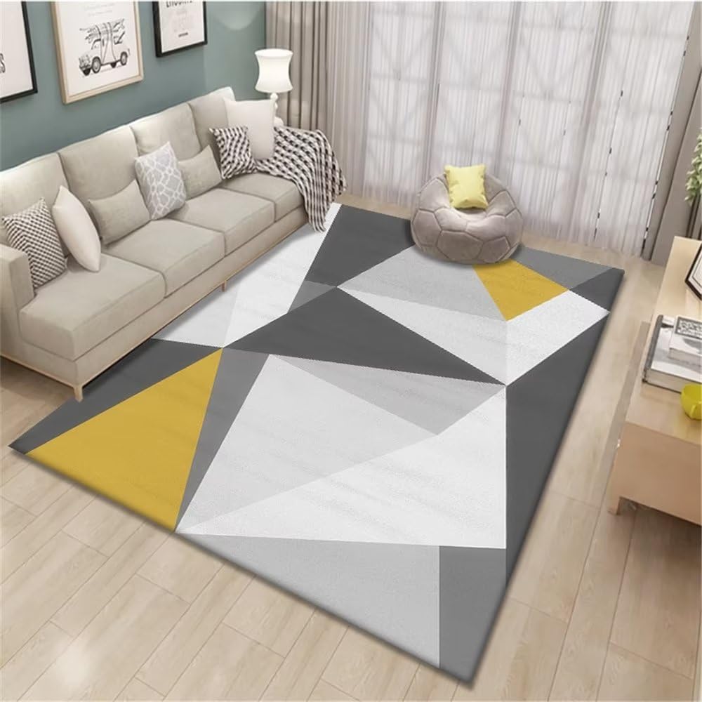 Tapis de salon jaune pour créer un coin lecture chaleureux