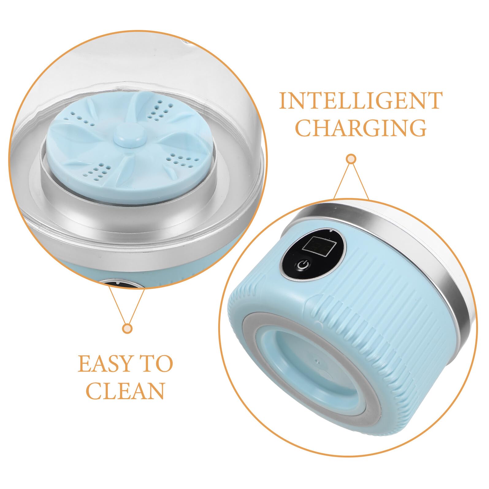 Lavadora Portátil Pequeña Recargable 3000mah Azul para Ropa Interior | Mini Lavadora Compacta de Plástico, para Prendas Delicadas y Uso en Espacios Reducidos, Hogar