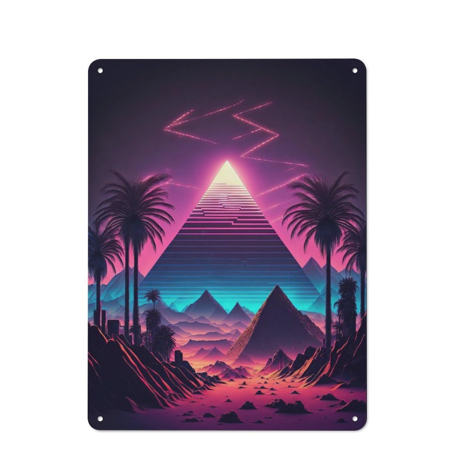 Junmoney A Pyramid In The Neon Sand Metal Sign 40X30cm With For Home Bar Wall, Rustic Decor, For Vintage Wall Decor Fans, For Themed Room Decoration
