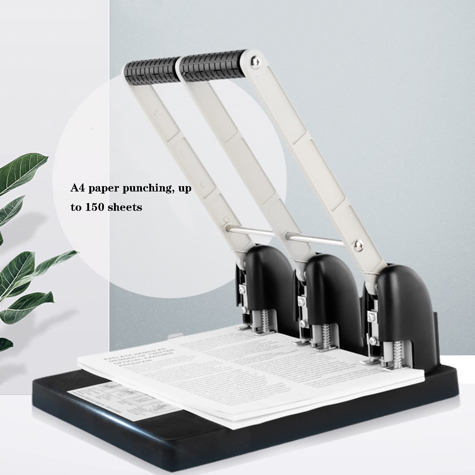 Perforatrice a 3 fori per impieghi gravosi, capacità di 150 fogli, perforatrice da tavolo a 3 anelli, forniture per ufficio a casa, accessori da scrivania portatili, capacità di perforazione di 150