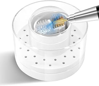 Nail Drill Bits Holder, E File Nail Drill Bits Box Case Storage with Cleaner Brush, 30 Holes Nail Technician Nail File Bit Holder Organizer (White)