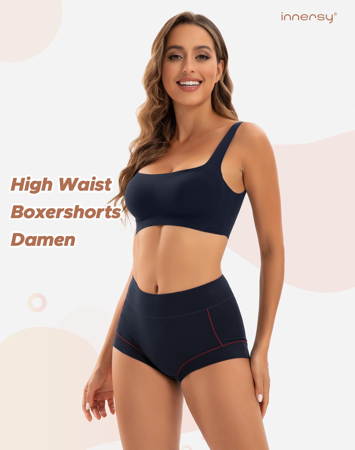 INNERSY Boxer da donna in cotone morbido, traspirante, confezione da 4