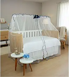 Mosquiteiro de Fita c/Laço Para Berço Quarto de Bebê Menina Menino 01 Peça (Marinho)