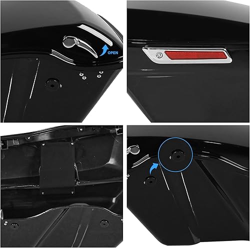 Miniatura 7 de TCT-MOTORPARTS - Alforjas rígidas con pestillos y llaves cromados para motocicletas, color negro vívido