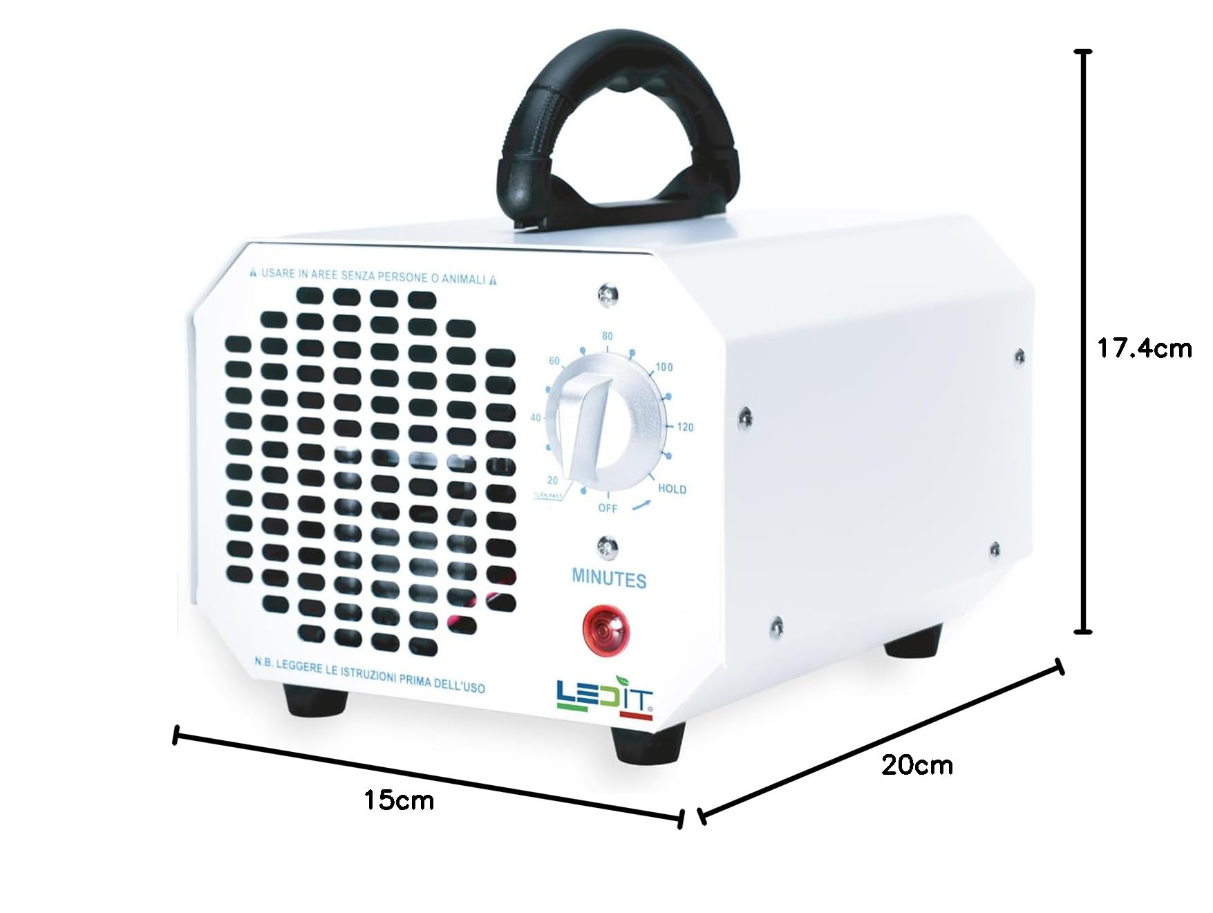 NUOVO Generatore Ozono 10000mgh Ledit - Certificato CE + Certificato CNR - Ozonizzatore progettato in Italia con Timer 120 MIN Uso Professionale e Commerciale, Manuale Istruzioni in Italiano Incluso