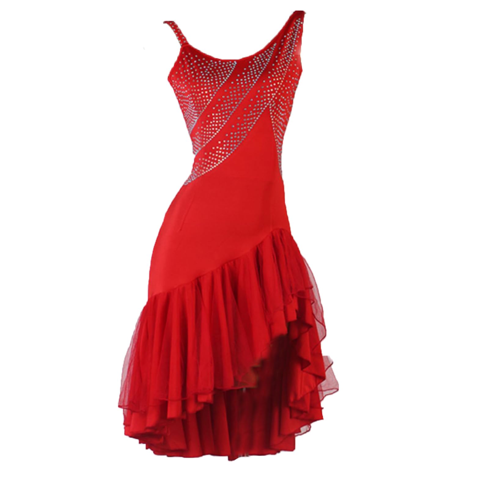Damen Schwarz Latein Tanzkleider Neckholder Latein Turnierkleid Ballsaal Rückenfrei Salsa Samba Fransen Schlitz Rock Walzer Foxtrott Tanzkleid Latein Trainingskleid