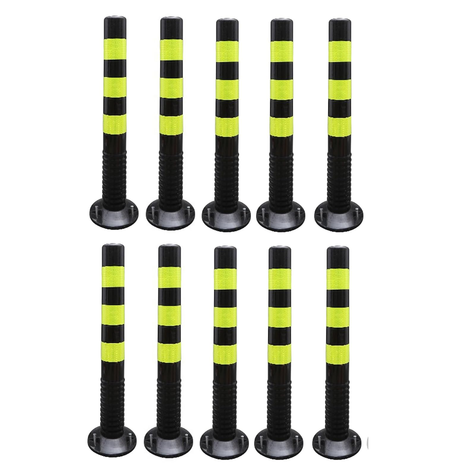 Cônes de sécurité flexibles : équipement de contrôle de la circulation durable pour stationnement de véhicules récréatifs, allées, trottoirs et espaces publics, Black+Yellow-10 Pack