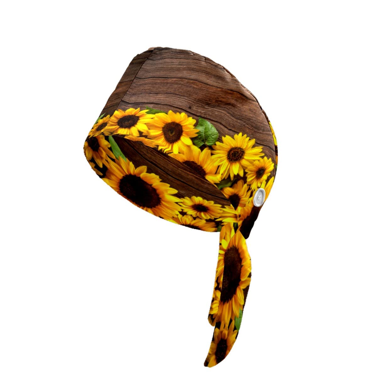 Sunflower Vintage Womens Working Cap with Cotton Sweatband Bouffant Caps Adjustable Elastic Head Cover Hair Tie Back Work Hats Working Scrub Cap for