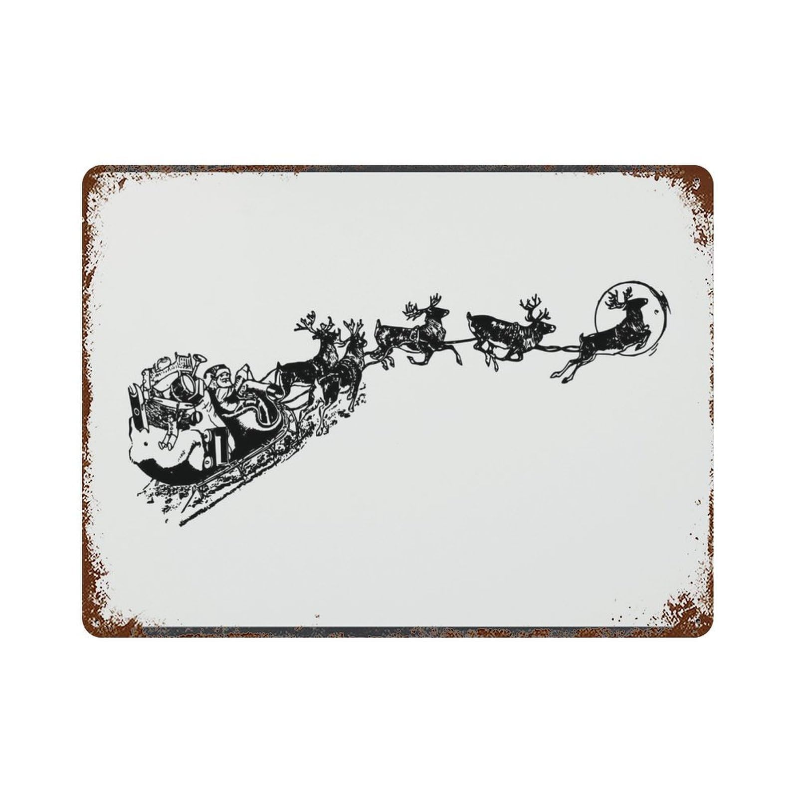 xiaoxiaoshen Retro Santa's Sleigh And Reindeer Wall Decoration Wall Decor Art Metal Tin Poster Modern Home Decor Art Home Bar Shop Decorations Vintage Sign 30x40cm
