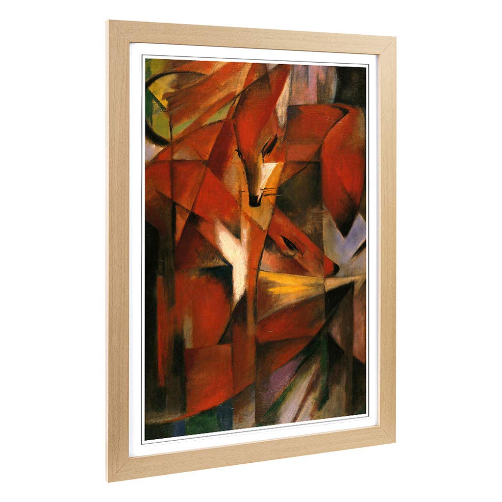 Big Box Art Framed Print of Franz Marc The Foxes Design | Wall Art Picture | Home Decor for Kitchen, Living, Dining Room, Lounge, Bedroom, Hallway, Office, Oak, A2 / 24.5x18 Inch / 62x45cm