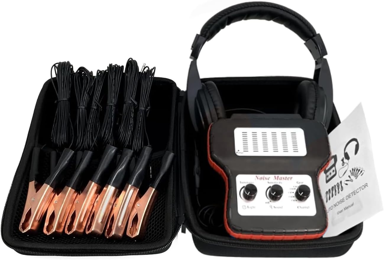Chassis Ears Automotive Engine Noise Finder, 6 Channel Car Sound Detector Tester Tool Set, Electronic Stethoscope Diagnostic Kit with Headphones