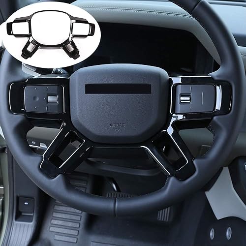 CHEYA Para Land Rover Defender 110 2020 Accesorios ABS Interior Volante Decoración Cubierta Trim Accesorios de coche (negro)