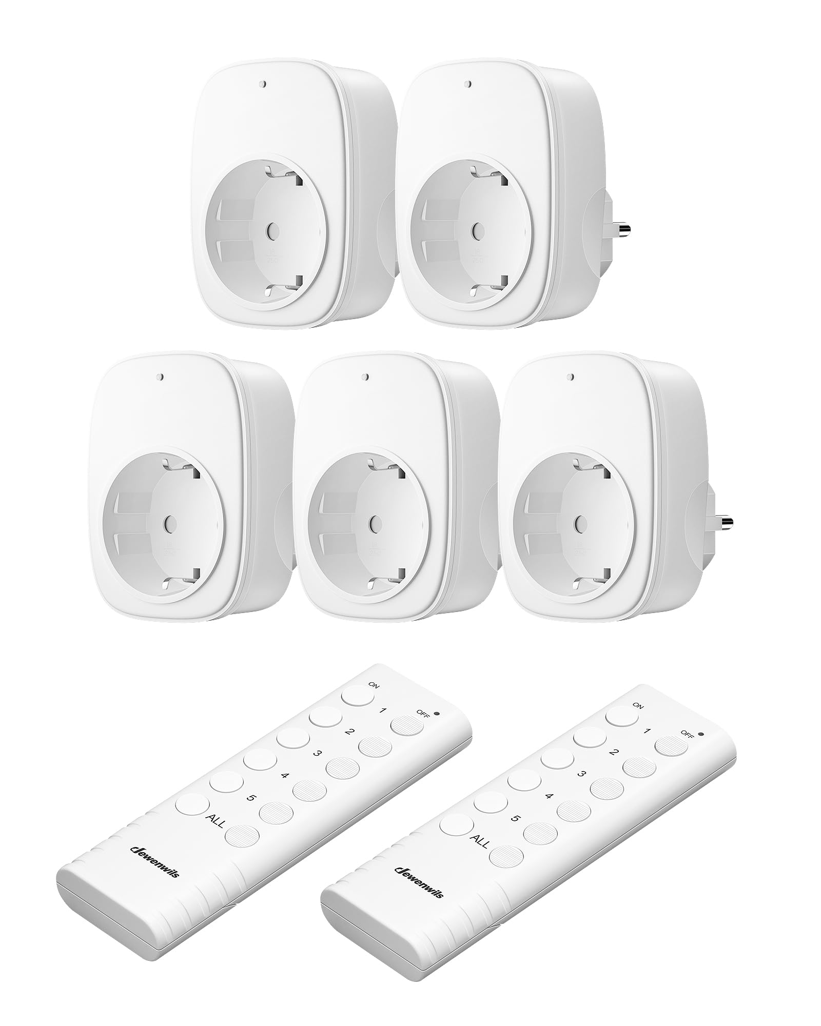 DEWENWILS Prese senza fili con telecomando, 16 A 3680 W, set di prese collegabili on/off 2V5, interruttore wireless espandibile per decorazioni feste ed elettrodomestici, 30-50 m
