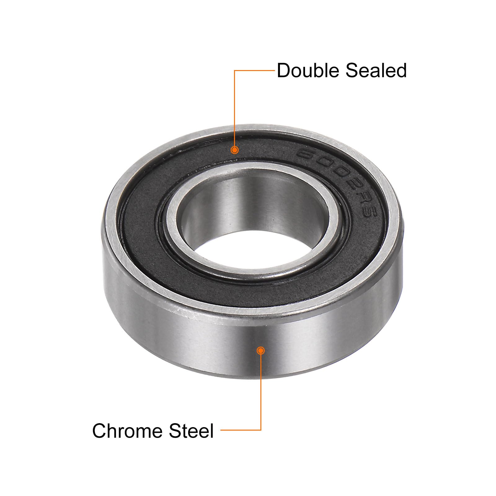 QUARKZMAN 2 szt. Łożyska kulkowe z głębokim gardłem 6002-2R, podwójnie uszczelniona stal chromowa Z2, 15 mm X 32 mm X 9 mm