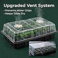 Vista 4 de Gardzen Juego de 5 bandejas de inicio de semillas, bandejas duraderas para germinación de plantas con cúpulas y bases ventiladas de humedad, ideal