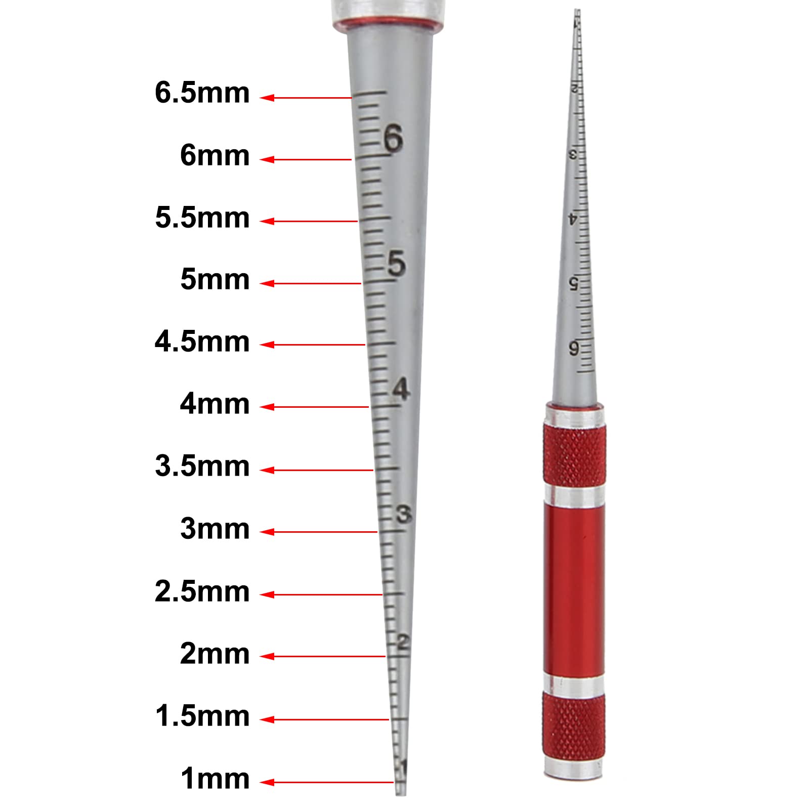 Calibro a foro conico, 1-6,5/3-15/15-30/30-45 mm Strumento manuale di misurazione ad alta precisione in acciaio inossidabile(1-6.5mm)