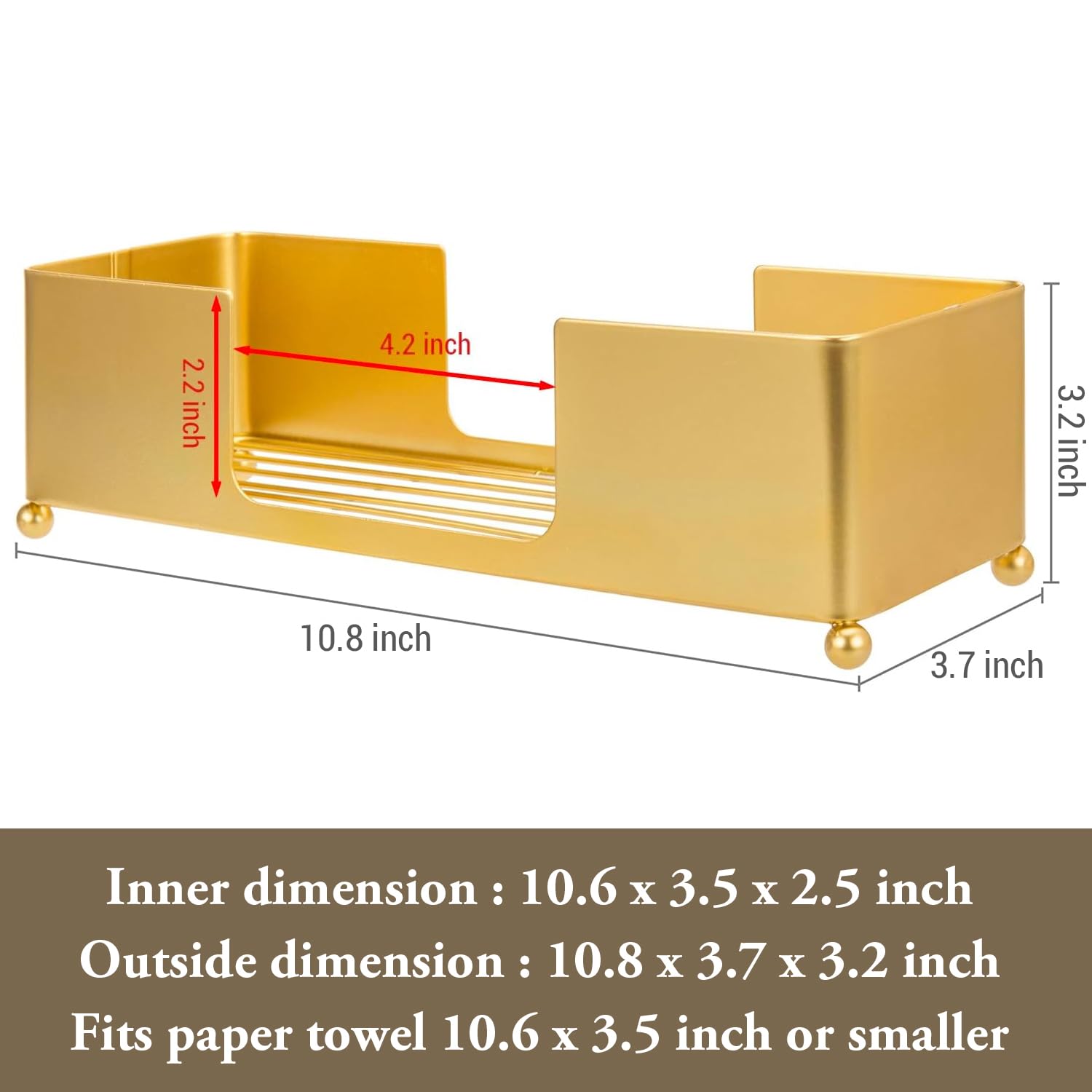Toallero de papel dorado, dispensador de toallas de papel higiénico para baño, soporte de toalla de papel plegable en C para encimera para uso comercial y doméstico, acabado de latón moderno de 3