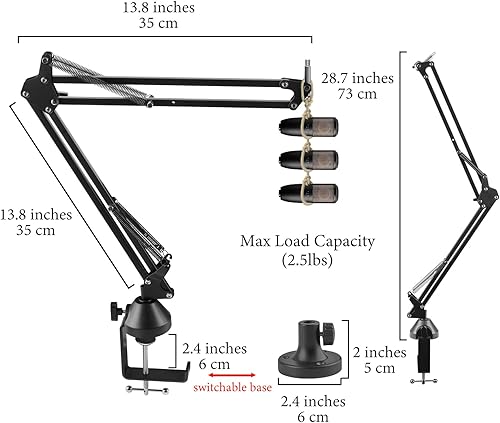 Miniatura 2 de Geekria for Creators - Brazo de micrófono compatible con AKG Lyra Ultra-HD, P120, P220, C214, adaptador de brazo de brazo de micrófono con soporte