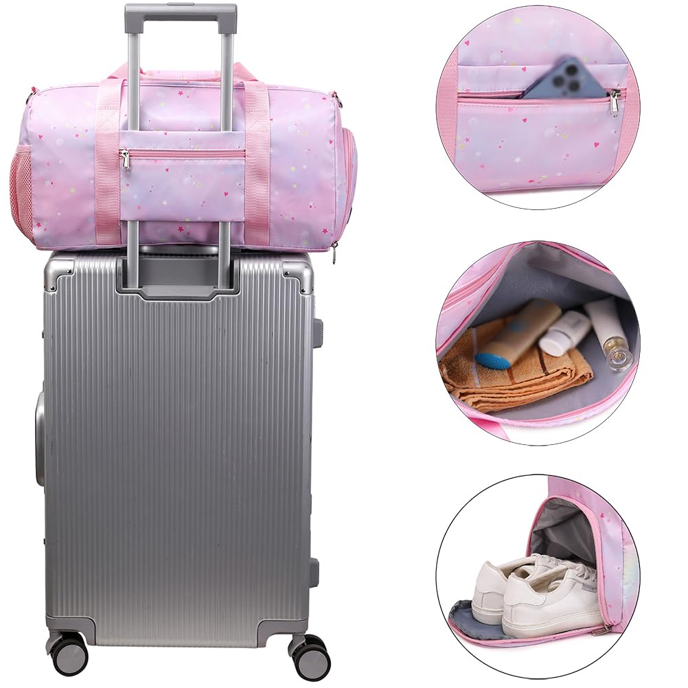Kimwadalh - Bolsa de Deporte para niña, para niños, Bolsa de Baile, Bolsa de Fin de Semana para niños, Bolsa de Viaje, niña, Bolsa de Ballet, Bolsa de Gimnasia Bailarinas — view 5