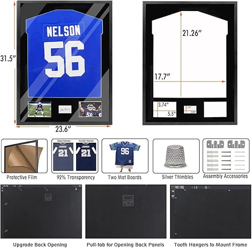 Miniatura 5 de Snail Estuche de madera con marco de jersey de 32 x 24 pulgadas, para montar en la pared, para béisbol, baloncesto, fútbol, hockey, camiseta