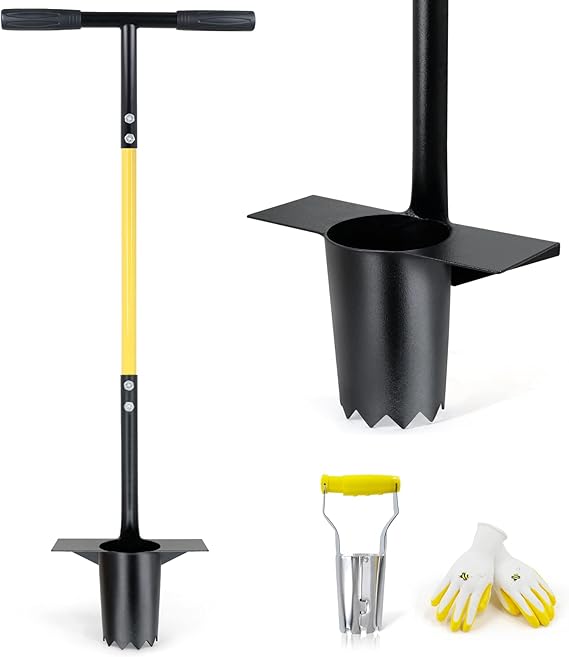 Jardineer Bulb Planter Tool Long Handle Bulb Planter with Small Bulb