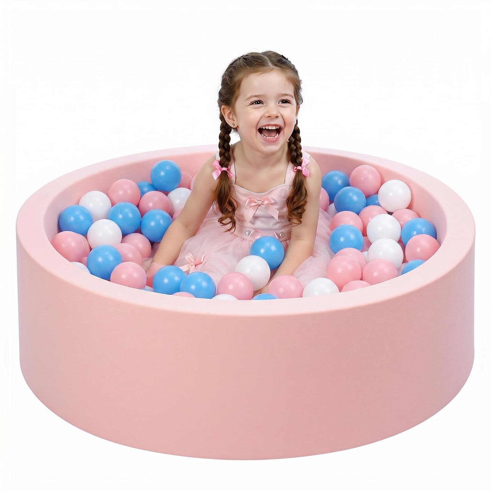 Wilwolfer Bagno per palline per bambini piccoli: piscina pieghevole per bambini – piscina rotonda morbida – morbida schiuma per palloni da gioco per bambini – morbida schiuma memory foam – interno
