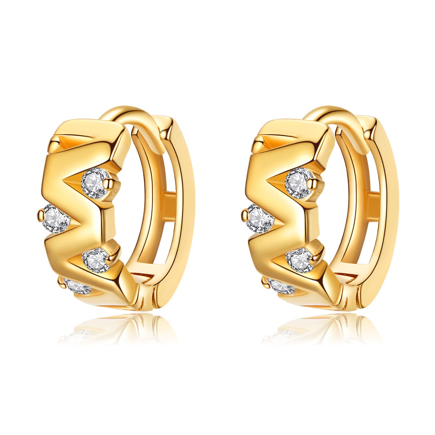 JINYOU Sweet Heart Drop orecchini a cerchio in acciaio inossidabile con zirconi