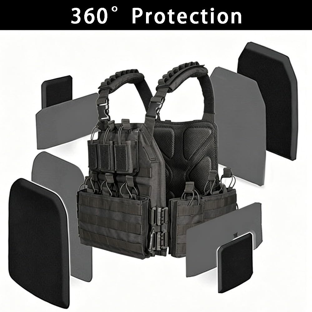Chaleco Táctico Airsoft,Ajustable con Sistema MOLLE y Liberación Rápida, Chaleco Ligero con Bolsillos Modulares para Entrenamiento Outdoor Senderismo y Paintball