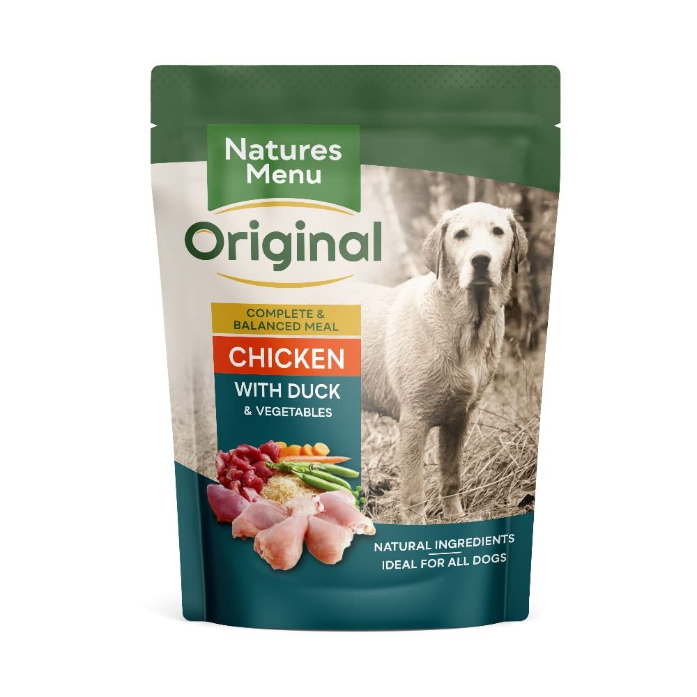 Natures Menu, Wet Dog Food, Pouches for Adult Dogs with Chicken and Duck, 300g