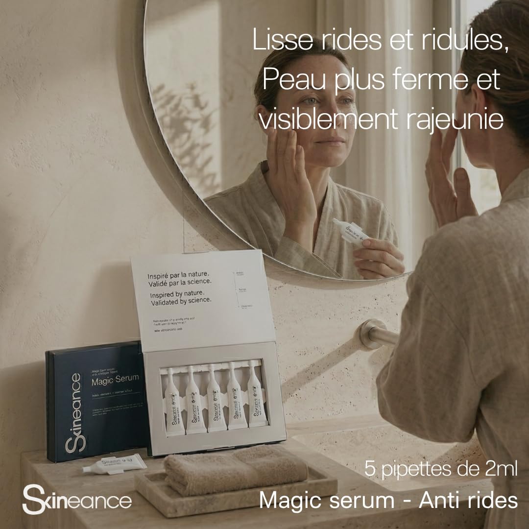 Skineance Magic Serum Contour des Yeux | Sérum Tenseur à Effet Lissant Visuel | Soin Cosmétique Anti-Poches Regard Reposé | Texture Gel Légère et Non Grasse | Formules Contrôlées