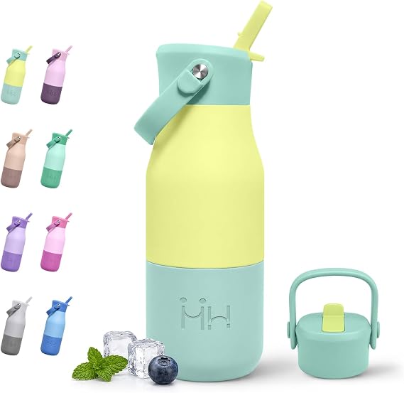 JAPORIA Gourde Isotherme Inox avec Paille et Base Silicone JAPORIA 400 ml