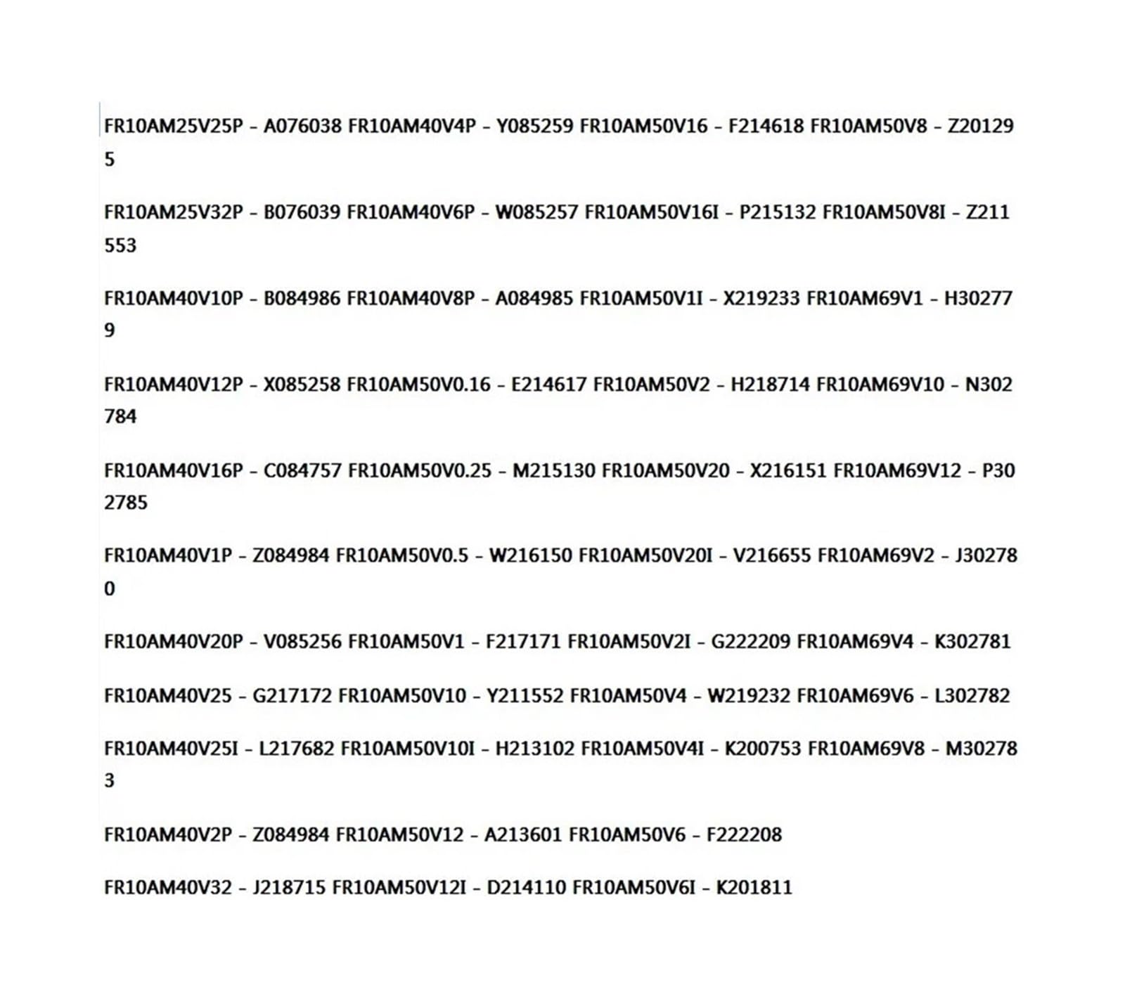 Bezpieczniki FR10AM69V1 2 4 6 8 10 12 H302779 J302780 K302781 L302782 M302783 N302784 P302785 / FR10GG69V1 R3027R3087 V302697(FR10AM69V4)