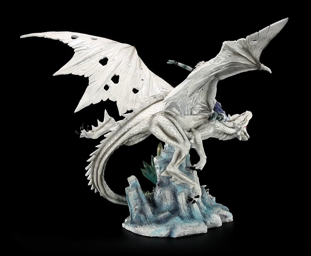 Unbekannt Große Drachen Figur - Candidus mit Drachenreiter - Drachenfigur Deko Gothic Figuren