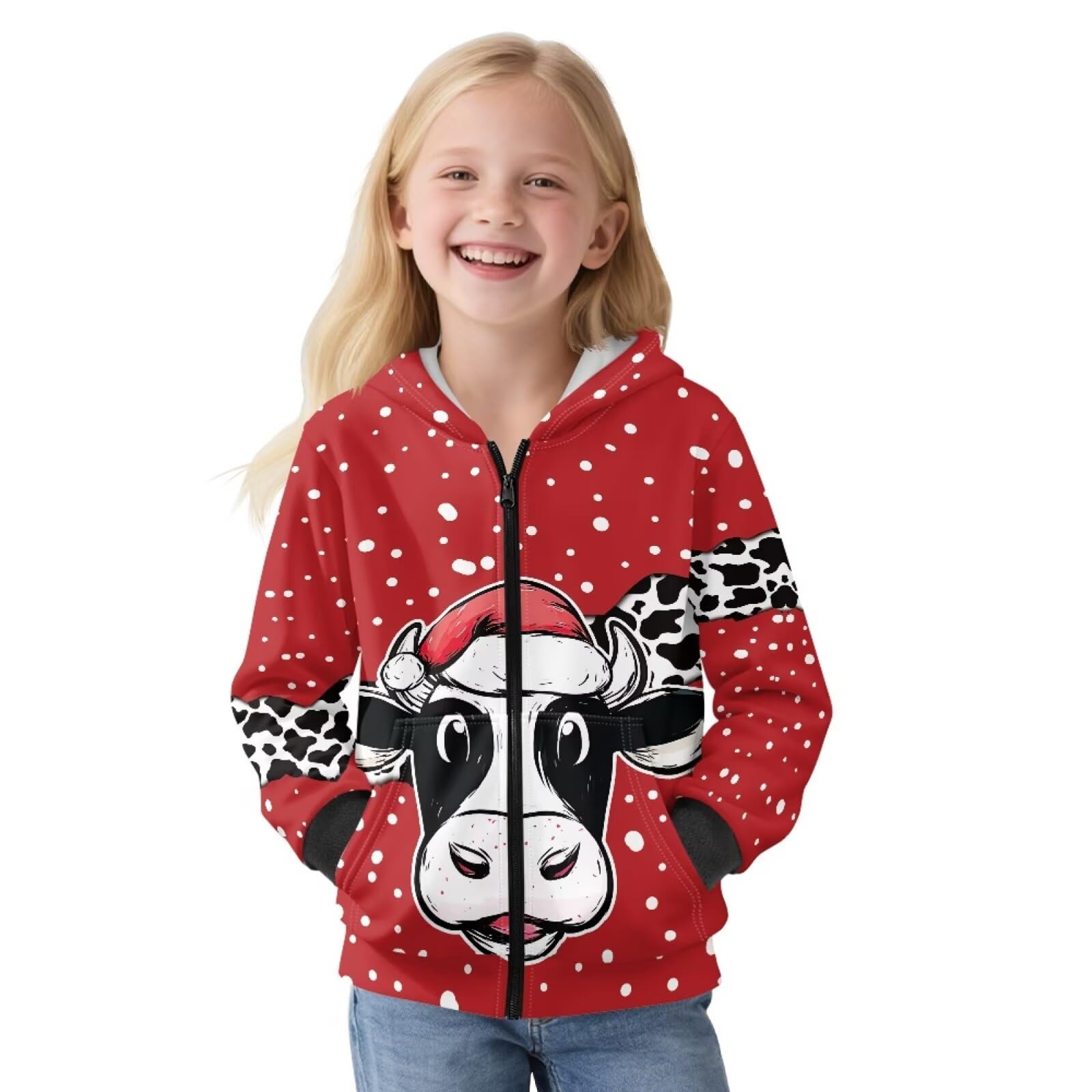Xoenoiee Sudadera con capucha para niñas y niños, con cremallera, para adolescentes, casual, de manga larga, forro de terciopelo