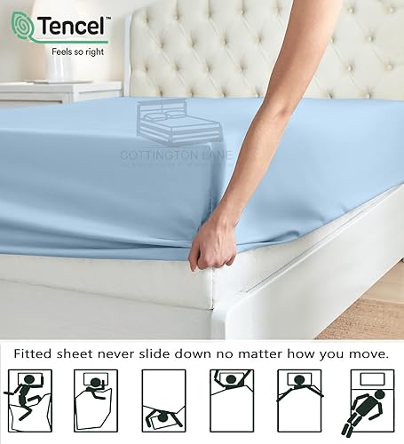 Miniatura 6 de Tencel Split Cal King - Juego de sábanas para cama ajustable, 100% eucalipto, Tencel Lyocell - Sábanas divididas de 5 piezas para camas ajustables