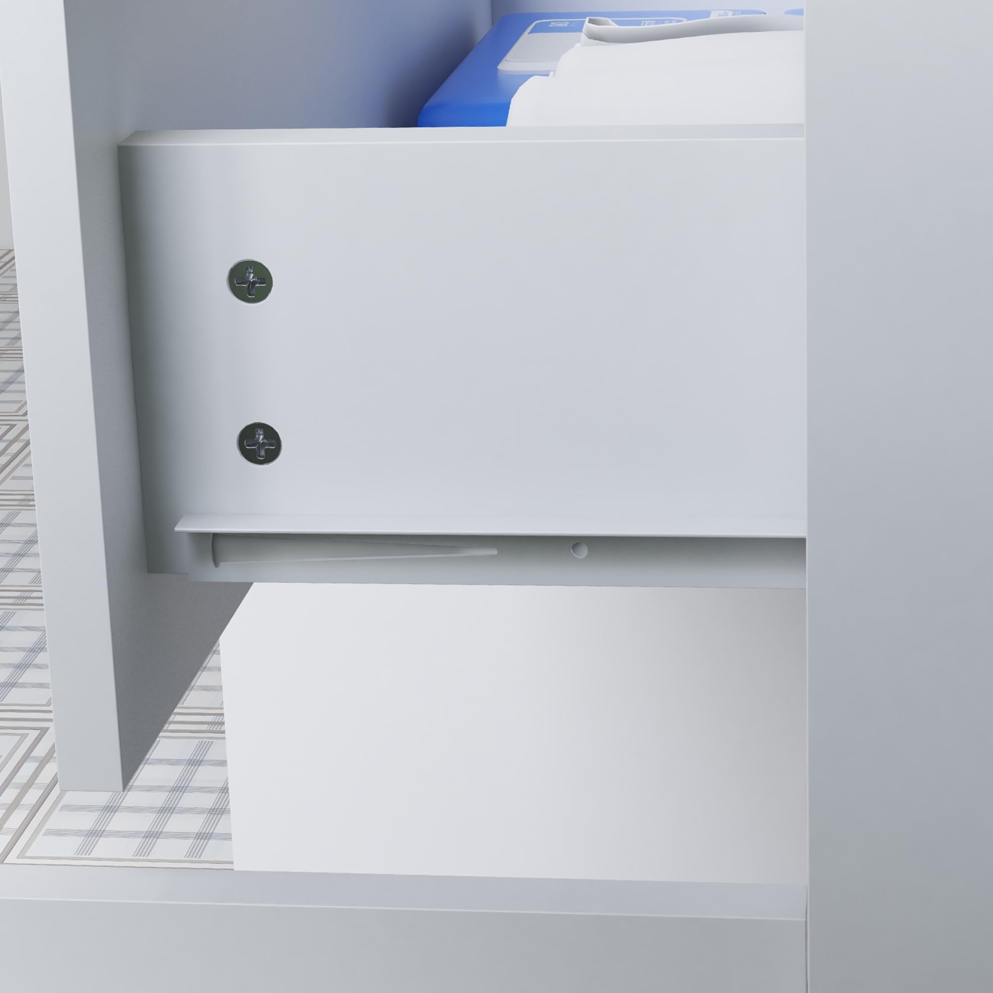 kleankin Meuble de Salle de Bain, 1 Tiroir, 2 Portes, 60 x 30 x 80 cm Blanc | Meuble de Rangement Sur Pied, Placard, Étagère Réglable, Finition Laquée