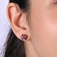 Vista 64 de Gempires Natural Raw Prong Setting Stud Earrings, 8-10 mm Crystals Earring, Handmade Jewelry, Gift for Her