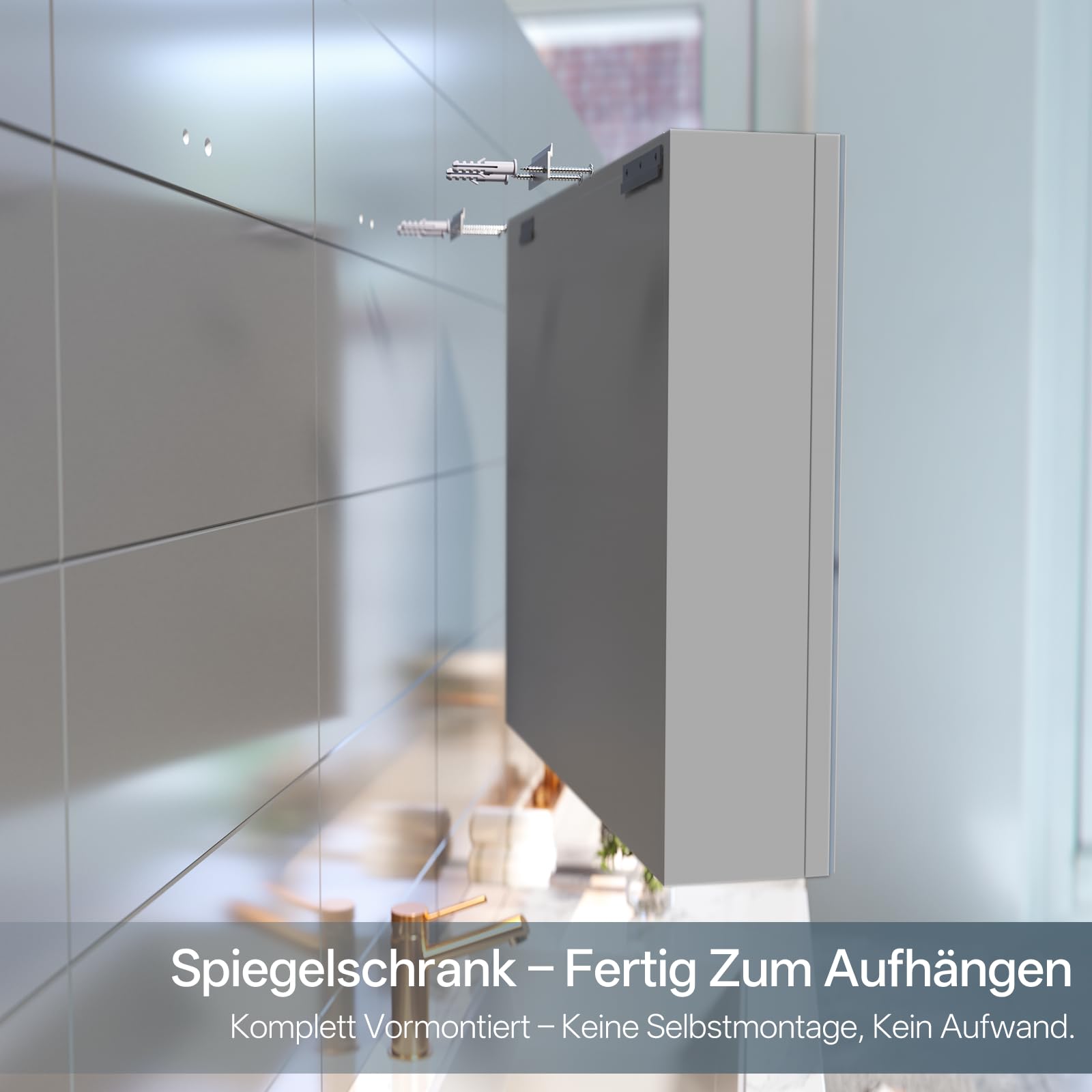 HySail Spiegelschrank Bad mit Beleuchtung, Dimmbare Helligkeit & 3 Farbtemperaturen, 60x70x14cm Badezimmer Spiegelschrank mit Touch-Schalter, Anti-Beschlag & Steckdose, Komplett Vormontiert