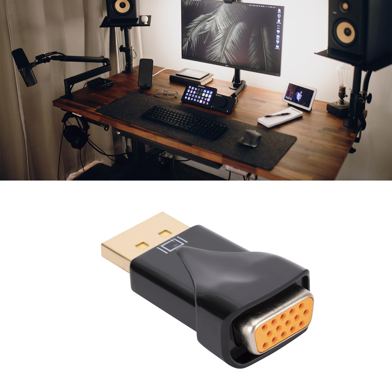 KSTZGTA Displayport to VGA Converter 1080P DisplayPort Display Port Male to VGA Female Adapter for PC Projector Laptop Monitor Displayport to Vga Converter