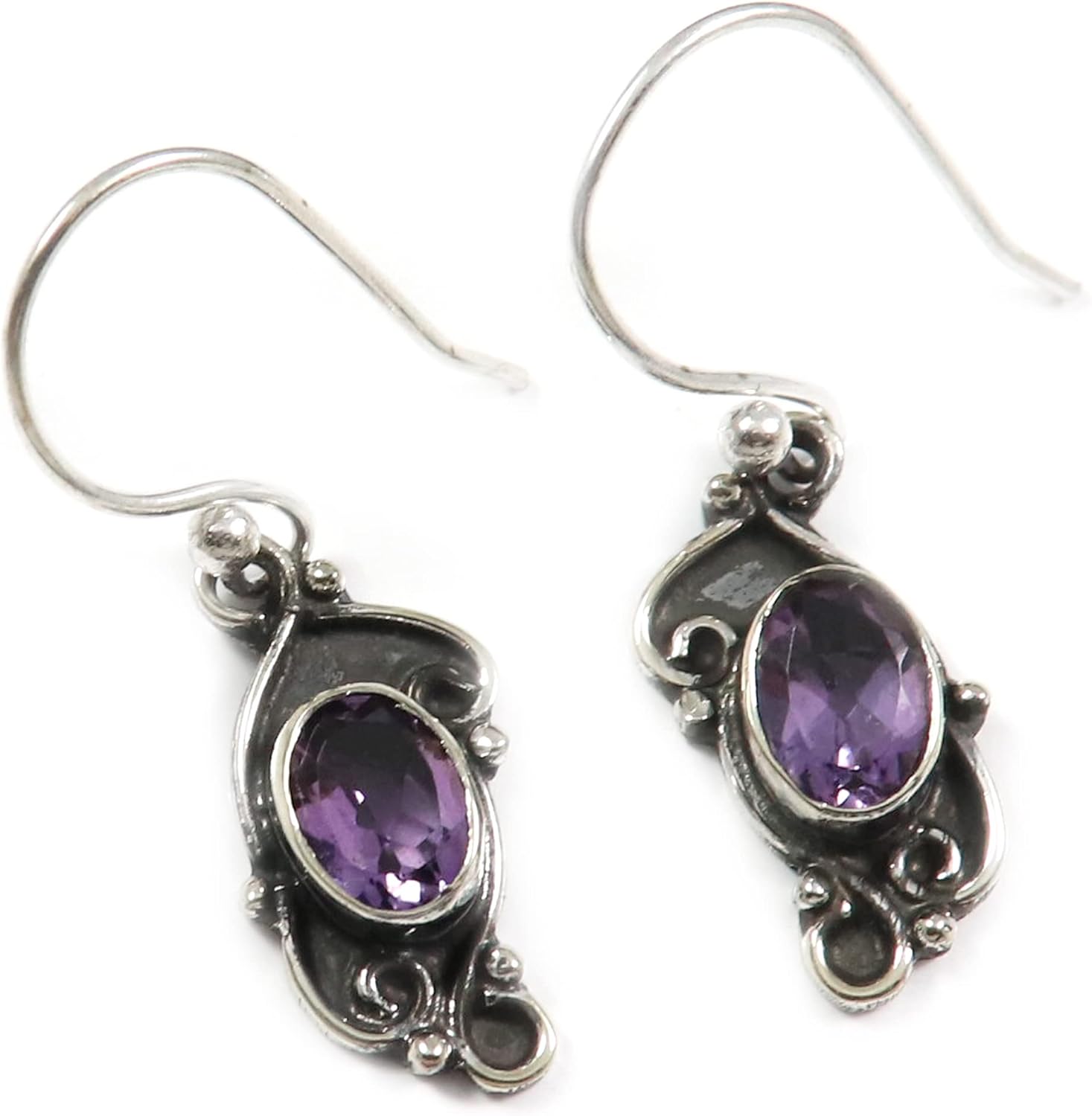 Goyal Exports 925 Sterling SilverWhite Topaz Faceted Garnet Emerald Faceted Gemstone Silver Drop Dangle Earring Handmade Jewelry SEG135